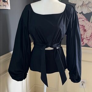Lovers + Friends Black Tie-Front Blouse